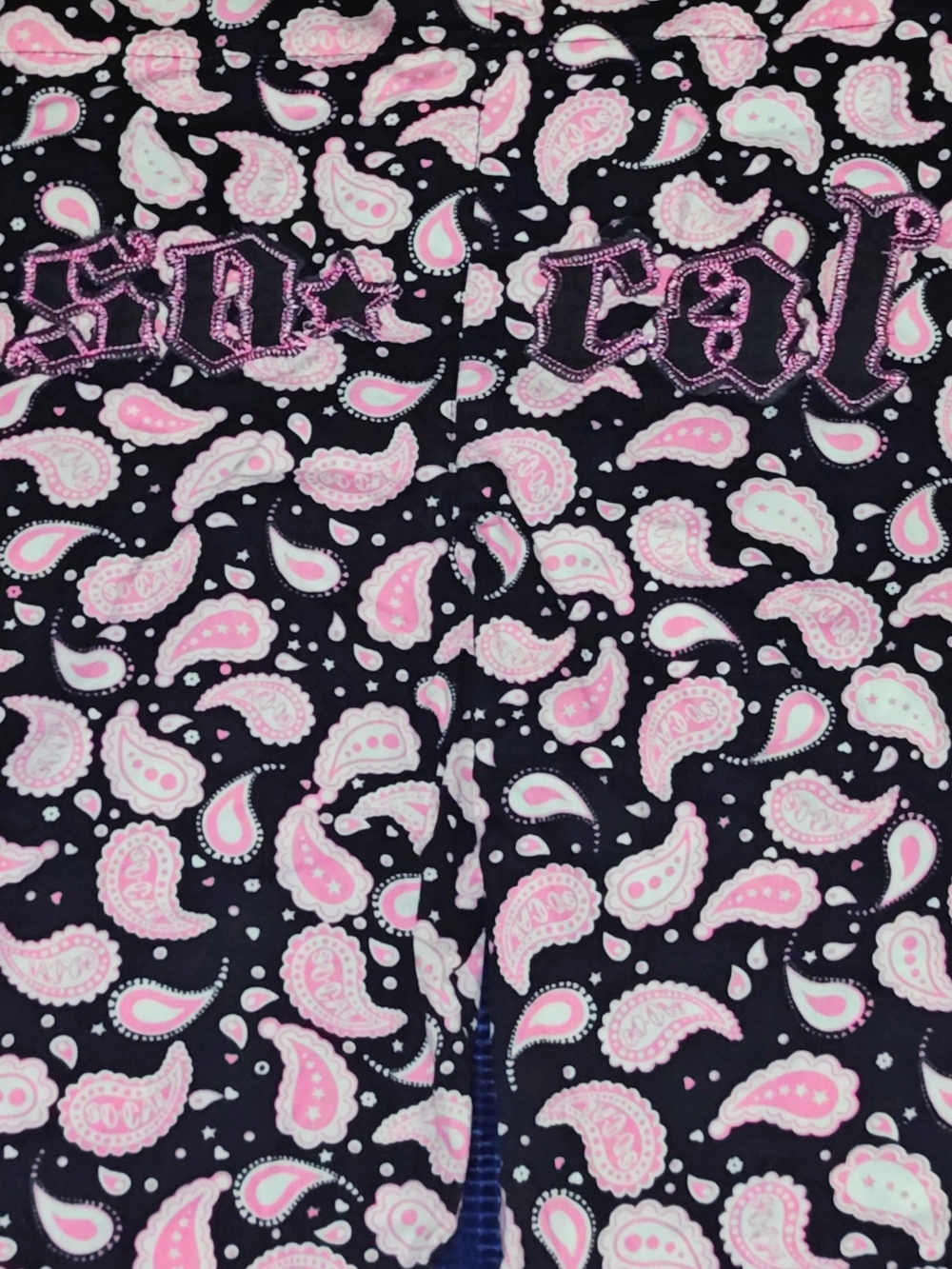 Y2K So*Cal --No Fear brand Pink & Black Paisley Print Pajama Pants VINTAGE